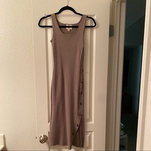 Hippie Rose Olive Green / Khaki Ribbed Form Fitted Midi Dress